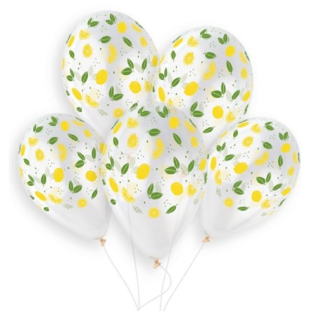 Palloncino in Lattice 13" GS120 Trasparente con Stampa Limone "Lemon" 50pz Gemar "Theme & Patterns"