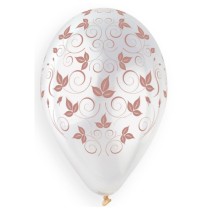 Palloncino in Lattice 13" GS120 Trasparente con Stampa Edera Rose Gold 50pz Gemar "Theme & Patterns"