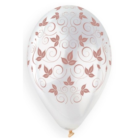 Palloncino in Lattice 13" GS120 Trasparente con Stampa Edera Rose Gold 50pz Gemar "Theme & Patterns"