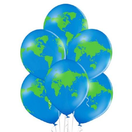Palloncino in Lattice 12" Globo Blu "Globe" 50pz Cielo e Universo