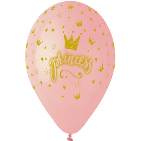 Palloncino in Lattice 13" GS120 Rosa con Stampa Principessa "Princess" 50pz Gemar "Theme & Patterns"