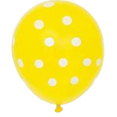 Palloncino in Lattice 5" AS50 Giallo con Pois Bianco 100pz Gemar Pois "Polka Dots"