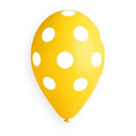 Palloncino in Lattice 13" GS120 Giallo Baby con Pois Bianco 50pz Gemar Pois "Polka Dots"