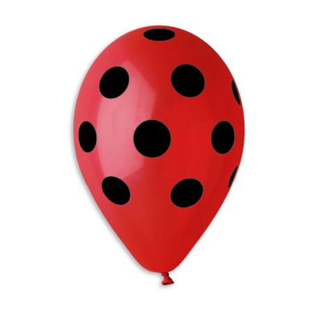 Palloncino in Lattice 12" GS110 Rosso con Pois Nero 100pz Gemar Pois "Polka Dots"