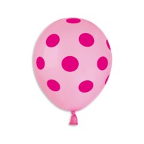 Palloncino in Lattice 5" AS50 Rosa con Pois Fucsia 100pz Gemar Pois "Polka Dots"