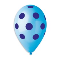 Palloncino in Lattice 12" GS110 Celeste con Pois Blu 100pz Gemar Pois "Polka Dots"