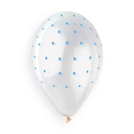 Palloncino in Lattice 13" GS120 Crystal con Pois Blu "Chic Dots" 50pz Gemar Pois "Polka Dots"