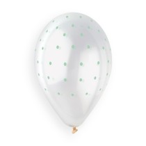 Palloncino in Lattice 13" GS120 Crystal con Pois Verde Menta "Chic Dots" 50pz Gemar Pois "Polka Dots"