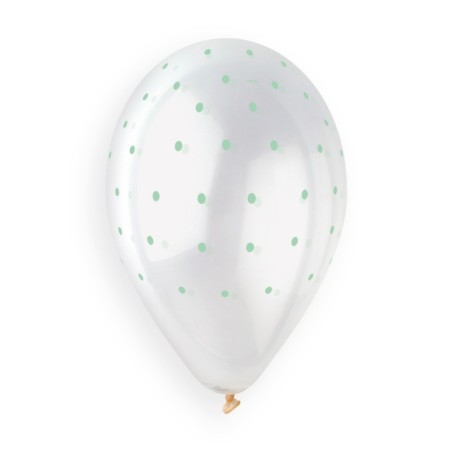 Palloncino in Lattice 13" GS120 Crystal con Pois Verde Menta "Chic Dots" 50pz Gemar Pois "Polka Dots"