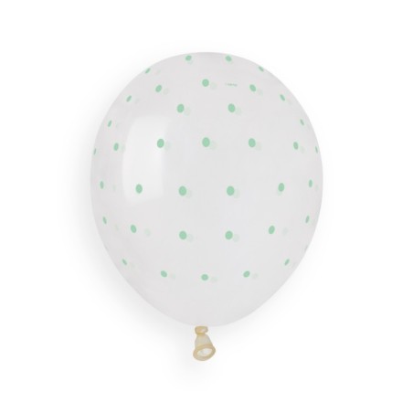 Palloncino in Lattice 5" AS50 Crystal con Pois Menta "Chic Dots" 100pz Gemar Pois "Polka Dots"