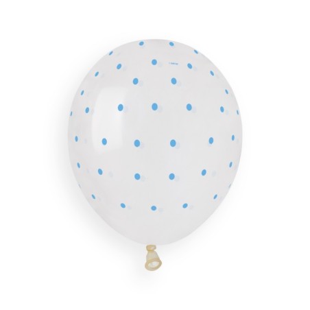 Palloncino in Lattice 5" AS50 Crystal con Pois Celeste "Chic Dots" 100pz Gemar Pois "Polka Dots"