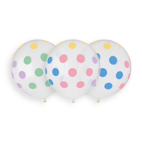 Palloncino in Lattice 19" GS150 Trasparente con Pois Macaron 25pz Gemar Pois "Polka Dots"