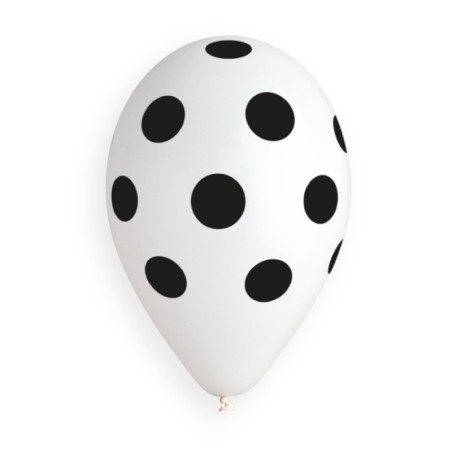 Palloncino in Lattice 12" GS110 Bianco con Pois Nero 100pz Gemar Pois "Polka Dots"