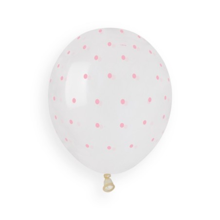 Palloncino in Lattice 5" AS50 Crystal con Pois Rosa "Chic Dots" 100pz Gemar Pois "Polka Dots"