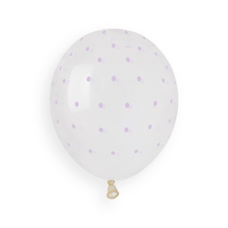 Palloncino in Lattice 5" AS50 Crystal con Pois Lilla "Chic Dots" 100pz Gemar Pois "Polka Dots"