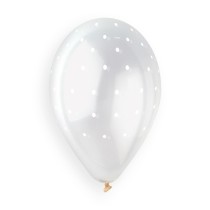 Palloncino in Lattice 13" GS120 Crystal con Pois Bianco "Chic Dots" 50pz Gemar Pois "Polka Dots"