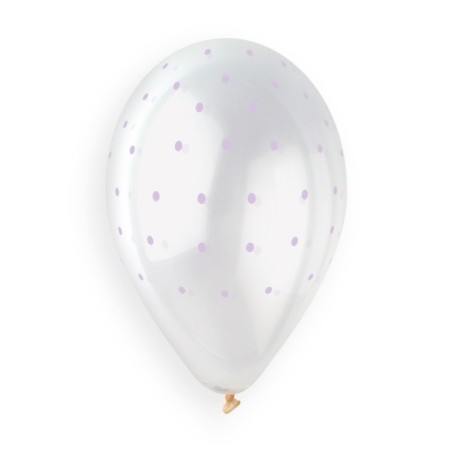 Palloncino in Lattice 13" GS120 Crystal con Pois Lilla "Chic Dots" 50pz Gemar Pois "Polka Dots"