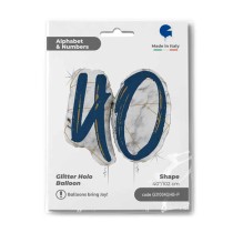 Palloncino in Foil 43" Super Shape Marmorizzato Numero 40 "Marble Blue" Marble Grabo