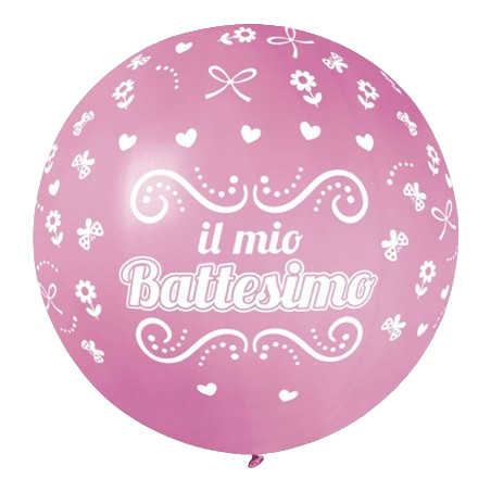 Palloncino in Lattice 31" GS220 Rosa con Scritta "Il Mio Battesimo" Gemar "Nascita e Battesimo"