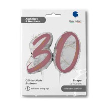 Palloncino in Foil 43" Super Shape Marmorizzato Numero 30 "Marble Rose Gold" Marble Grabo