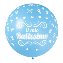 Palloncino in Lattice 31" GS220 Celeste con Scritta "Il Mio Battesimo" Gemar "Nascita e Battesimo"