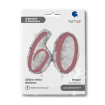 Palloncino in Foil 43" Super Shape Marmorizzato Numero 60 "Marble Rose Gold" Marble Grabo