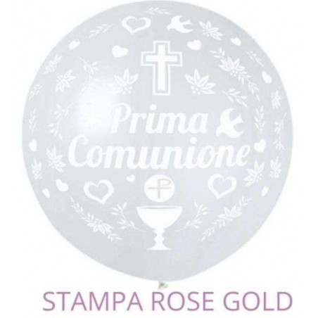Palloncino in Lattice 31" GMS220 Bianco Metallizzato e Rose Gold "Prima Comunione" Gemar "Religious Celebrations"