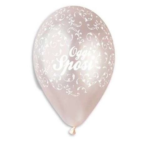 Palloncino in Lattice 13" GMS120 Rose Gold Metallizzato con Stampa Filigree e Scritta "Oggi Sposi" 100pz Gemar "Wedding/Anniv...