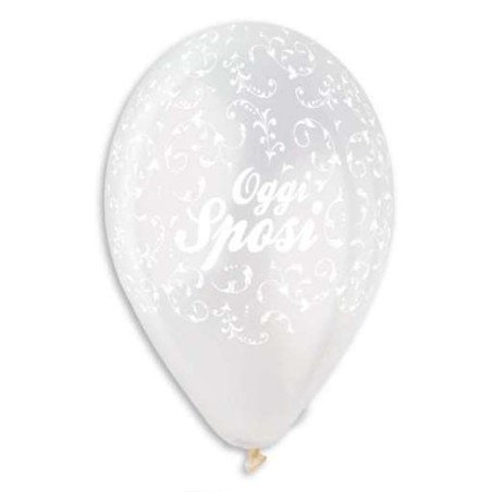 Palloncino in Lattice 12" GS110 Trasparente con Stampa Filigree e Scritta "Oggi Sposi" 100pz Gemar "Wedding/Anniversary"