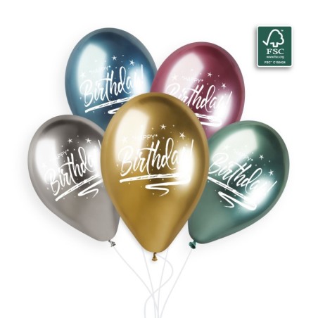 Palloncino in Lattice 13" GBS120 Shiny Assortito con Scritta "Happy Birthday" 25pz Gemar Compleanno "Birthdays"