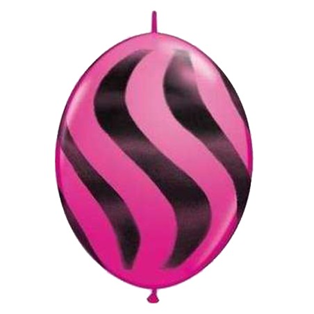 Palloncino in Lattice 12" Quicklink Fucsia e Nero "Wavy Stripes Black" 50 pz Link