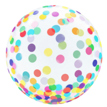 Palloncino in Elastico PVC 18" Crystal Confetti Multicolor "Colourful Dots" Bubble Generica