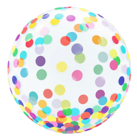 Palloncino in Elastico PVC 18" Crystal Confetti Multicolor "Colourful Dots" Bubble Generica