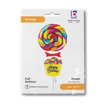 Palloncino in Foil 40" Super Shape Lecca-Lecca "Lollipop Birthday" Happy Birthday Grabo