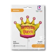 Palloncino in Foil 36" Super Shape Corona Regina "Birthday Queen" Happy Birthday Grabo
