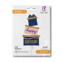 Palloncino in Foil 51" Multi-Balloons Pacco Regalo "Navy Birthday Gift Trio" Happy Birthday Grabo