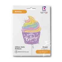 Palloncino in Foil 27" Super Shape Cupcake Happy Birthday "Pastel Birthday" Happy Birthday Grabo
