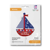 Palloncino in Foil 37" Super Shape Happy Birthday Barca "Sailboat" Pesci e Mare Grabo