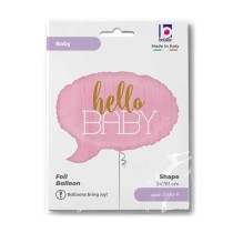 Palloncino in Foil 24" Super Shape Nuvoletta Rosa "Hello Baby" Nascita e Battesimo Grabo
