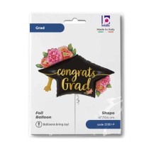 Palloncino in Foil 41" Super Shape Tocco "Watercolor Floral Grad Hat" Laurea Grabo