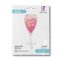 Palloncino in Foil 37" Super Shape Calice "Here To Us Champagne" Generici Grabo