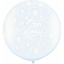 Palloncino in Lattice 36" Trasparente con Stampa Rose e Scritta "Oggi Sposi" 2pz Palloncini Matrimonio