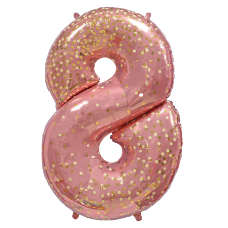 Palloncino in Foil 40" N.8 Rose Gold con Coriandoli Oro Accessori e Palloncini 18° Compleanno