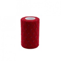 Tulle con Pois Rosso 25MT Rotolo Decorato