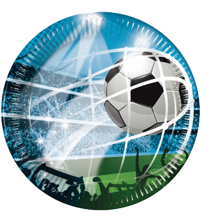 Piatto di Carta 23cm del Calcio "Soccer Fans" 8pz Calcio