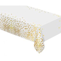 Tovaglia di Foil 137x183cm Bianca con pois Oro Tovaglia Decorata