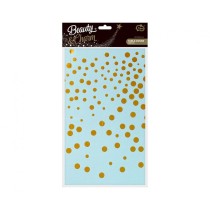 Tovaglia di Foil 137x183cm Celeste con pois Oro Tovaglia Decorata
