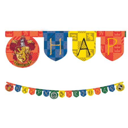Festone Happy Birthday con Harry Potter "Hogwarts Houses" Harry Potter