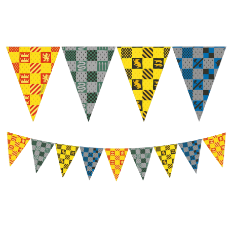 Festone Bandierina in Carta con Harry Potter "Hogwarts Houses" 2,3mt Harry Potter