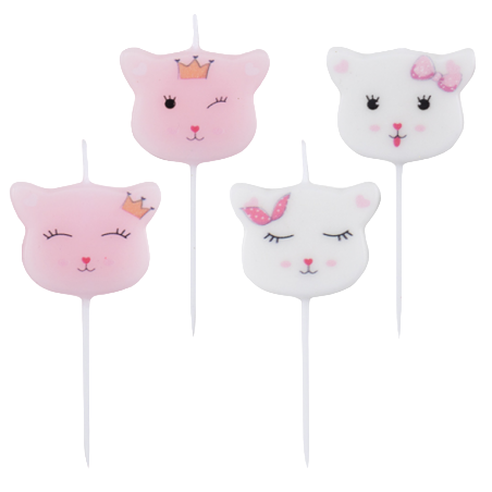 Candelina Picks Gattina "Lady Kitty" 4pz Candeline Sagomate Fantasia